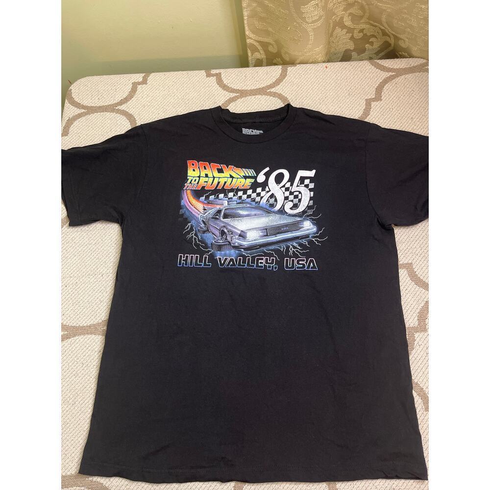 Back To The Future Mens '85 Hill Valley, USA Black T-Shirt, size large, cotton - Picture 1 of 6